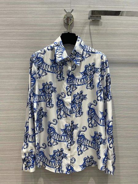 

milan runway shirts 2022 spring summer autumn long sleeve lapel neck designer blouses brand same style women's 0104-7, White