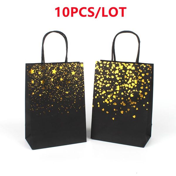 

gift wrap 10pcs/set kraft paper bag with handles star color packing bags for store clothes wedding christmas party supplies handbags