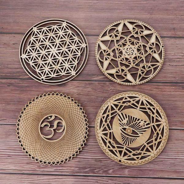 

mats & pads wooden wall sign flower of life shape laser cut wood art diy craft making geometry ornament home decoration