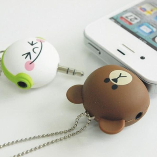 

cell phone anti-dust gadgets one to two music sharing device cartoon headset deconcentrator 3.5mm anti dust plug accessories for all