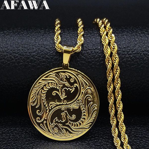 

pendant necklaces 2021 dragon stainless steel chain necklace for men gold color pendants jewelry acero inoxidable joyeria mujer n19188, Silver