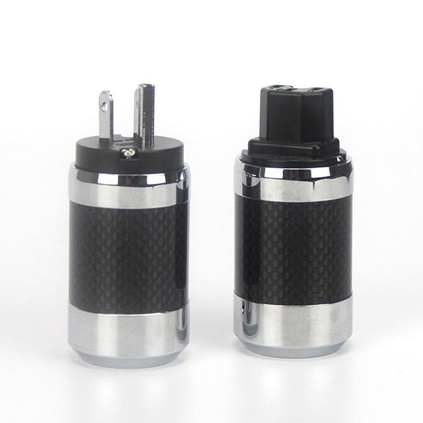 

smart power plugs 1 pair hi-end rhodium plated carbon fiber ac plug connector extension adapter us