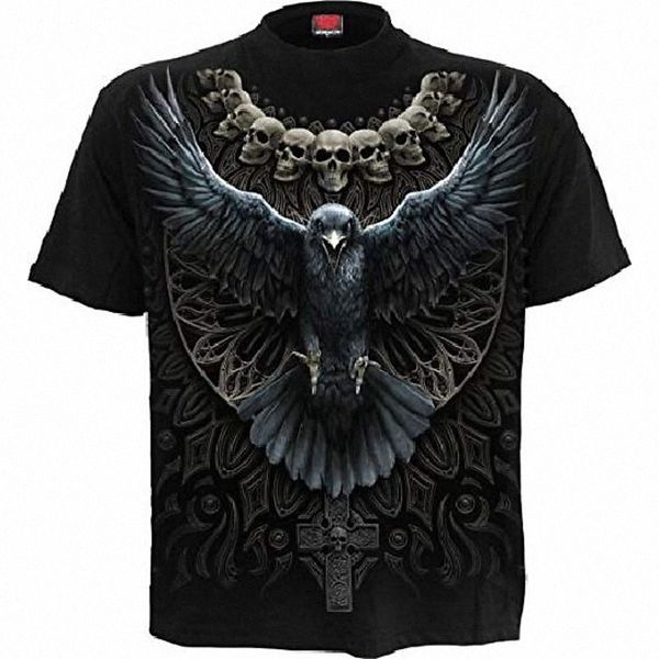 

spiral - raven skull - t-shirt black - m p1mf#, White;black