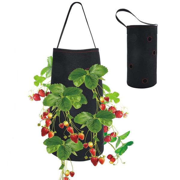

wall hanging strawberry felt grow bag 8holes light-transmitting garden planter bed planting seeding flower pots for balcony planters &