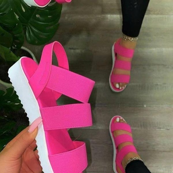 

women elastic band sandals women's non slip flats 2021 woman comfort slides ladies casual footwear female beach shoes plus size, Black