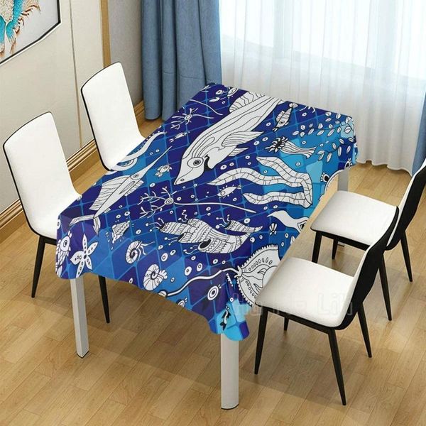

table cloth blue tablecloth with sea fish mosaic for dining room decor