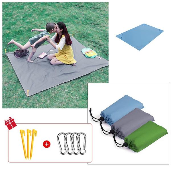 

large beach towels mat anti sand-sand blanket oversized pocket picnic 4 anchor wind prevent proof outdoor pads
