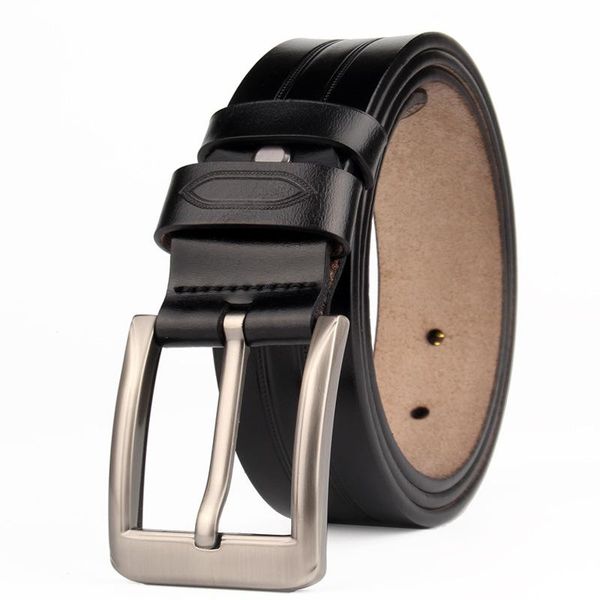 

cowhide genuine leather belts for men brand male pin buckle jeans cowboy mens luxury designer belt, Black;brown