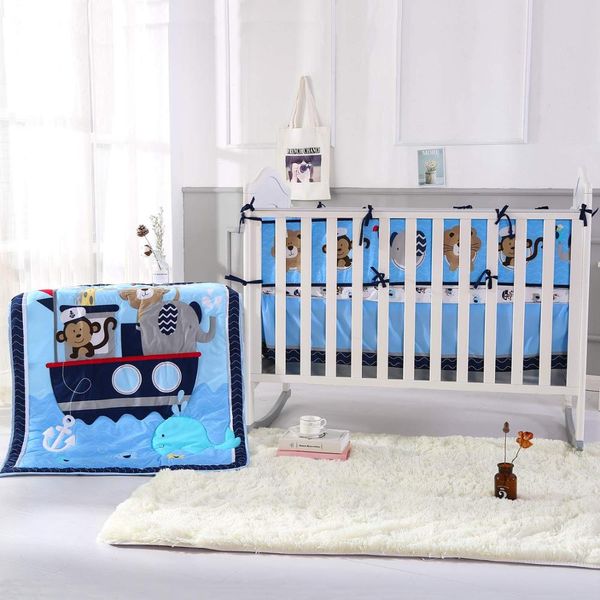 

7PCS embroider Crib Baby Bedding Set Cot Bumper protector Cotton Cot Quilt kit de bero (4bumper+duvet+fitted sheet+bed skirt), Red