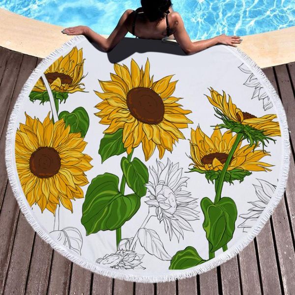 

outdoor pads 2021 round beach mat sunflower theme yoga tablecloth camping inflatable sleeping 40j3