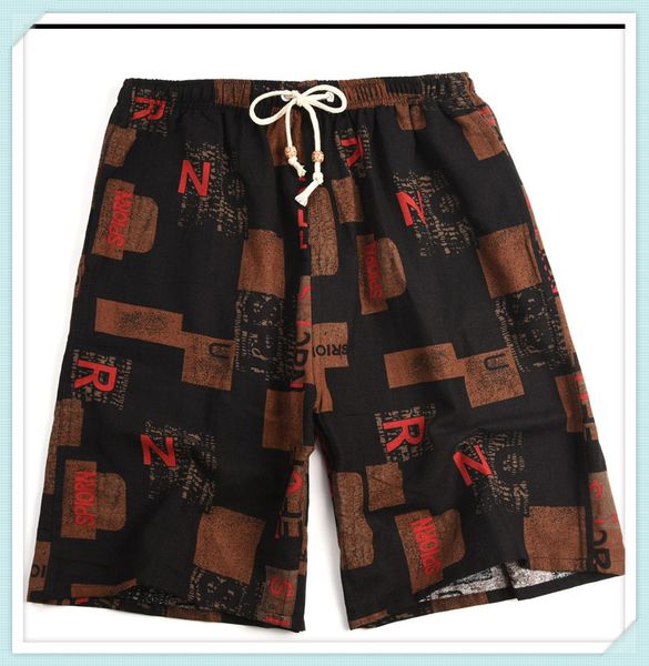 

2021 soccer shorts summer style cotton and linen printed big pants beach men's loose matias aaa555, Black;red