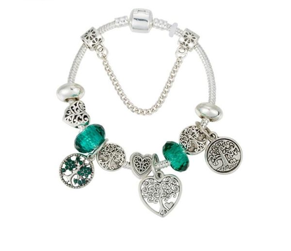 

strands tree of life pendant bracelet diy green crystal beaded ornament, Black