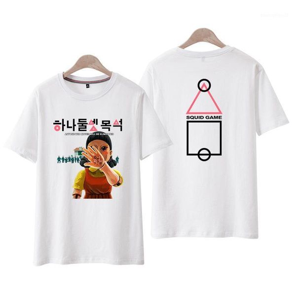 

men's t-shirts 2021 arrival squid game t shirt summer fashion harajuku cotton & polyester short sleeved print tee couples clothes1, White;black