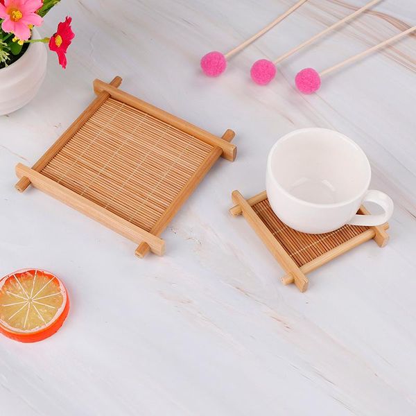 

mats & pads 2 sizes placemat cup holder dish pot heat insulation saucer bamboo tea mat kitchen accessories