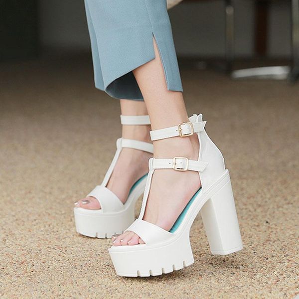 

women's sandals summer thick super high heel 15cm nightclub platform shoes, Black