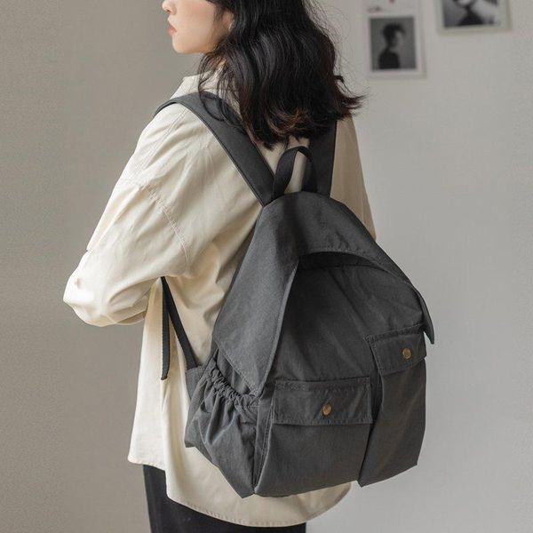 

women's solid nylon backpack, large capacity, leisure or travel bag, 2021 backpack