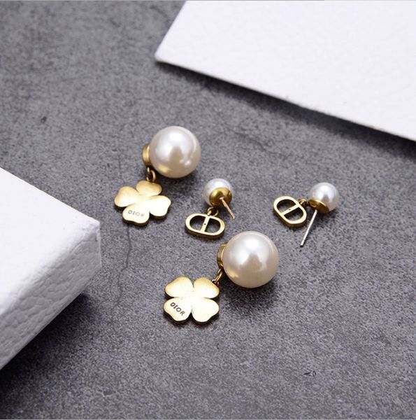 

d family cd pearl earrings new trend french temperament personalized, Golden