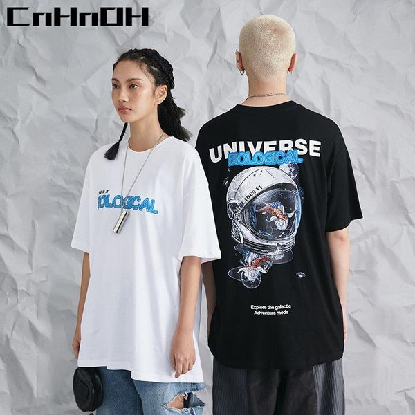 

men's t-shirts cnhnoh oversized teeshirt homme t-shirt brand original short-sleeved cotton t shirt loose street couple 9176, White;black