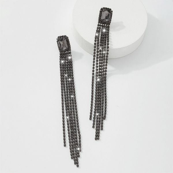 

fashion women dangles black chandeliers diamond designer classic style studs alphabet tassel pendant manufacturers lady wedding jewelry dang, Silver