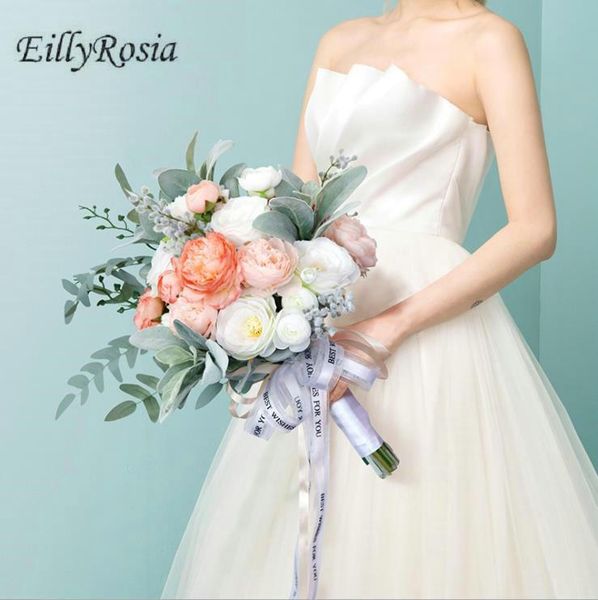

wedding flowers eillyrosia korean pink bridal bouquet for bride coral peony wild country home decoration ramos de flores