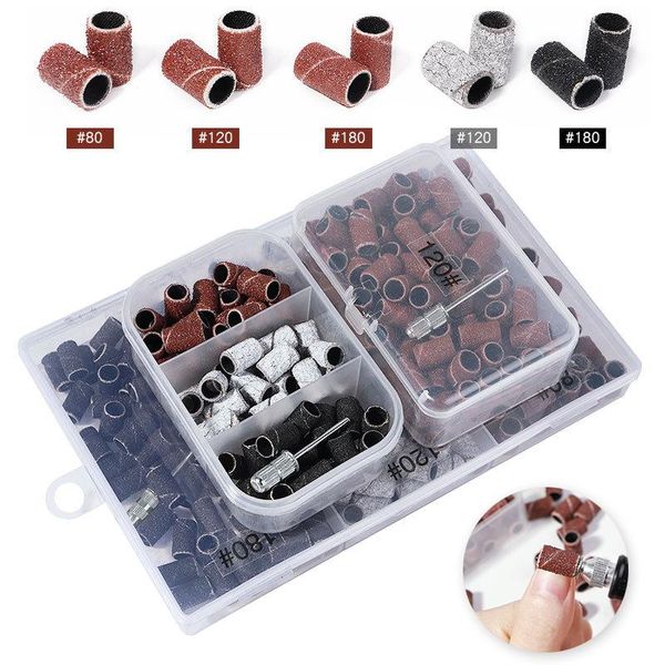 

nail art equipment 75/100/210pcs drill bit sanding bands electric file sander gel polish remover milling cutter #80#120#180 sand rate, Silver