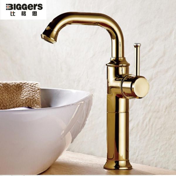 

bathroom sink faucets europe style gold color basin faucet copper material rotatable single handle mixer for cold and water