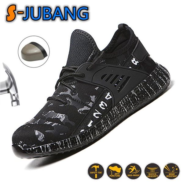 

boots indestructible mens steel toe safety shoes lightweight construction work puncture proof outdoor industrial sneakers hg1526, Black