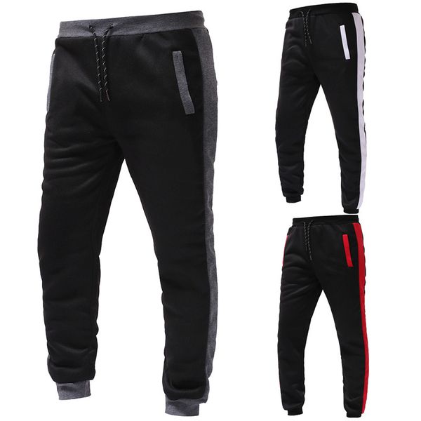 

pant fashion slacks autumn and winter men's small foot sports pants loose color matching casual, Black