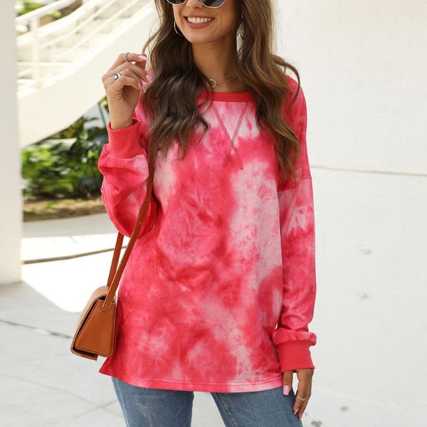

women's hoodies & sweatshirts fashion women tie-dye printed autumn spring long sleeve sweatshirt o-neck casual loose leisure harajuku p, Black
