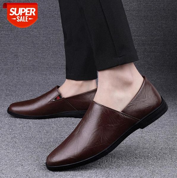 

men's casual shoes round toe flat-heel solid color low-breathable leather for men #ry91