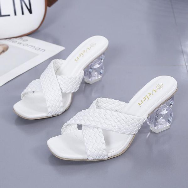 

new high heels slippers woman square toe fashion ladies sandals summer outdoor runway party shoes, Black