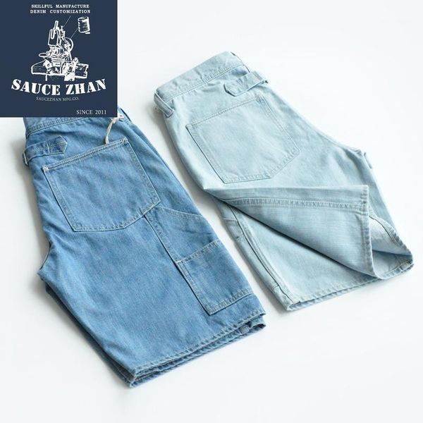 

men's jeans 2021 men short distressed blue denim for summer work clothes knee length casual