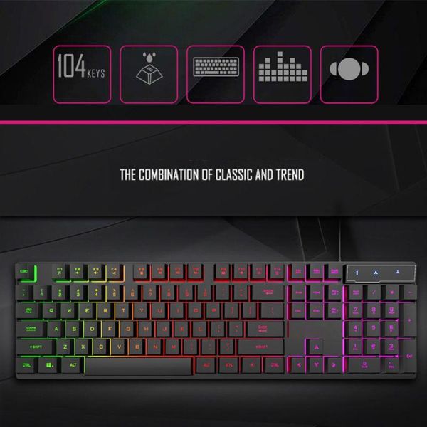 

keyboards usb wired gaming keyboard 104 keycaps gamer key board with backlight rgb