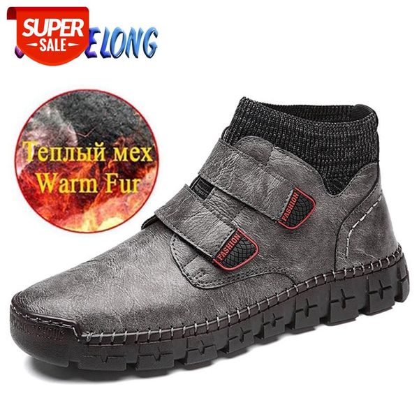 

fashion men's winter boots handmade leather men's boots fur warm snow outdoor comfortable men designer sneakers #rj0l