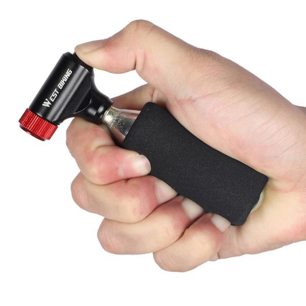 

bike pumps co2 inflatable inflator universal high pressure portable pump air tire (black red)