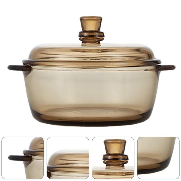 

bowls 1pc glass storage container with lid noodle bowl for home (light brown)