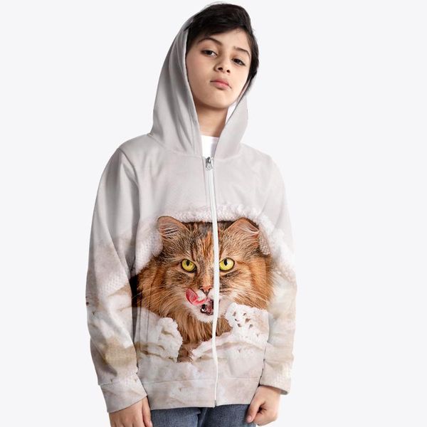 

men's hoodies & sweatshirts loose zipper cardigan sweater starry sky animal cat 3d printing winter hoodie hooded fashion thin fleece, Black