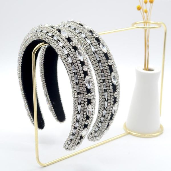 

hair clips & barrettes jolorym women white glittery rhinestone baroque vintage headdress sponge crown hairband accessory wide 3cm headband, Golden;silver