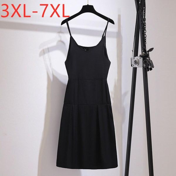 

plus size dresses missfansiqi fit weight 65-150kg for women 2021 summer large v-neck sleeveless black camisole dress 3xl-7xl