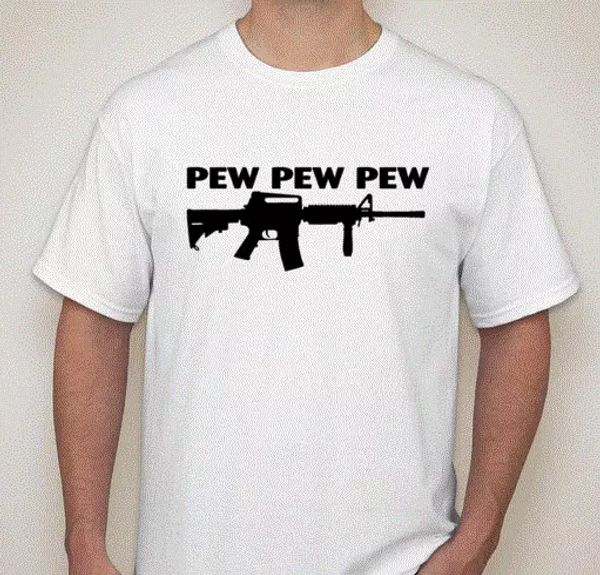 

pew pew guns amendment rights amo bullets scope tee t-shirt, White;black