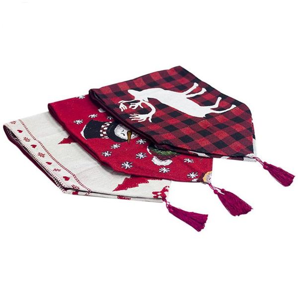 

mats & pads delicate elk snowman placemat christmas table flag cloth lace tassel runner mat party home festival decoration