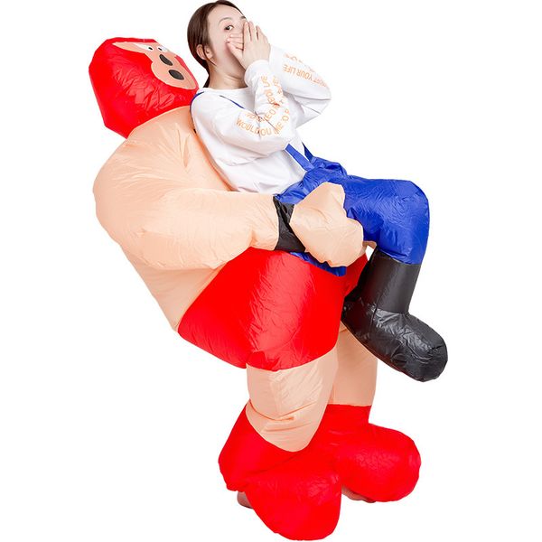 

mascot doll costume adults cartoon gladiator wrestler inflatable costumes halloween cartoon mascot party role play decor dress up clothes, Red;yellow