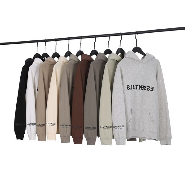 

high version fog fear of god essentials three-dimensional glue dropping double thread plush hoodie for men, Black