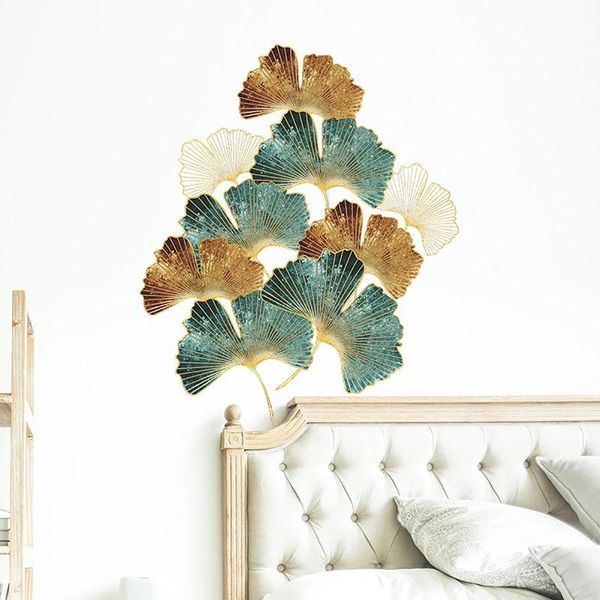 

wall stickers pvc retro green ginkgo leaf sofa bedroom home mural wallpaper
