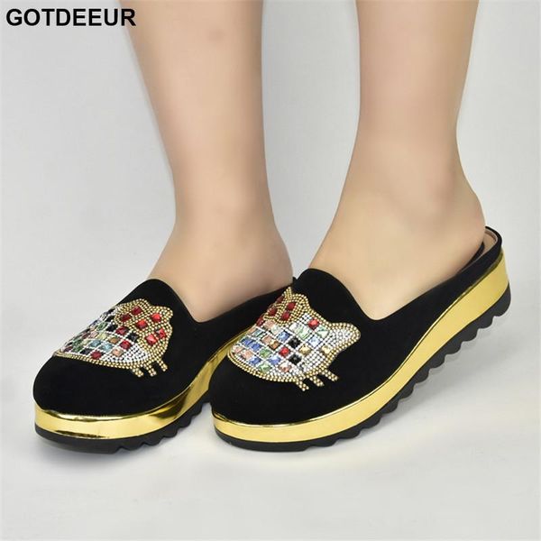 

dress shoes arrival crystal wedding designer women luxury nigerian italy decorated with rhinestone, Black