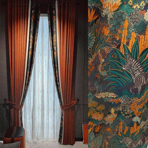 

classical noble chenille european luxury stitching red plant zebra blackout exquisite curtains for living room bedroom curtain & drapes