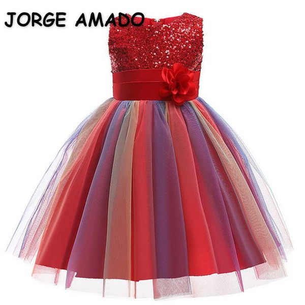 

summer teenager girls dresses patchwork bow long tutu dress for party wedding piano perform kids clothes e0617 210610, Red;yellow