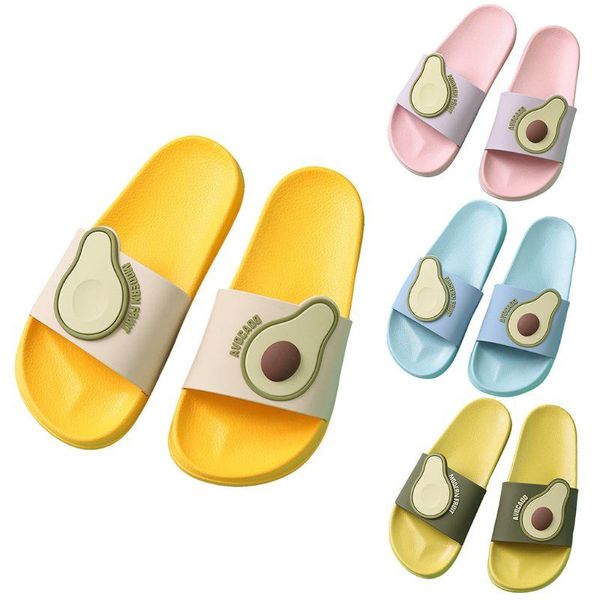 

slippers women men couple summer non-slip cute avocado fruit bright candy color home beach open toe slide sandals shoes, Black