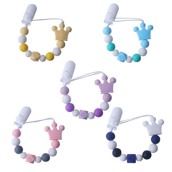 

baby products crown silicone pacifier chain anti-drop for teether clip pacifiers#