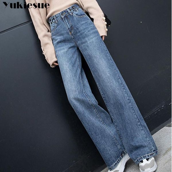 

high street women denim blue jeans trousers plus size 31 femme pantalon waisted loose wide leg pants big sizes 2021 women's
